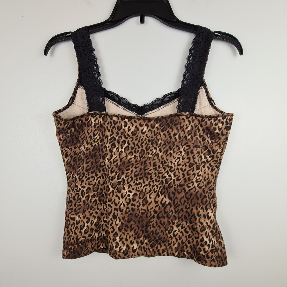 First Issue Leopard Print Lace Sequin V-Neck Camisole Tank Top Small Y2k Boho - Picture 5 of 7